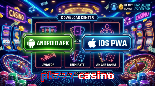Main screen of Pk777 Casino download page for PK players